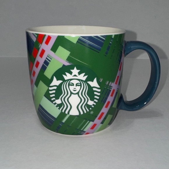 Starbucks 2020 Holiday Christmas Coffee Mug 18 oz Green Plaid Ceramic Collectble - Picture 1 of 6